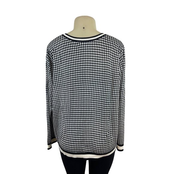 Talbots Plus Petite  Houndstooth Button Front Sweater Black & White Sz 3XP - New - Picture 3 of 8